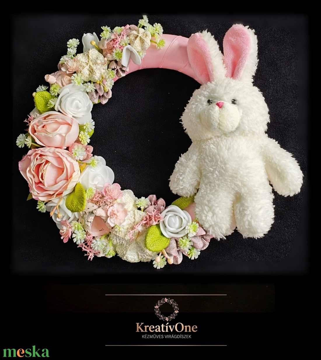 Nyuszis rózsaszín kopogtató - otthon & életmód - dekoráció - ajtó- és ablak dekoráció - ajtódísz & kopogtató - Meska.hu