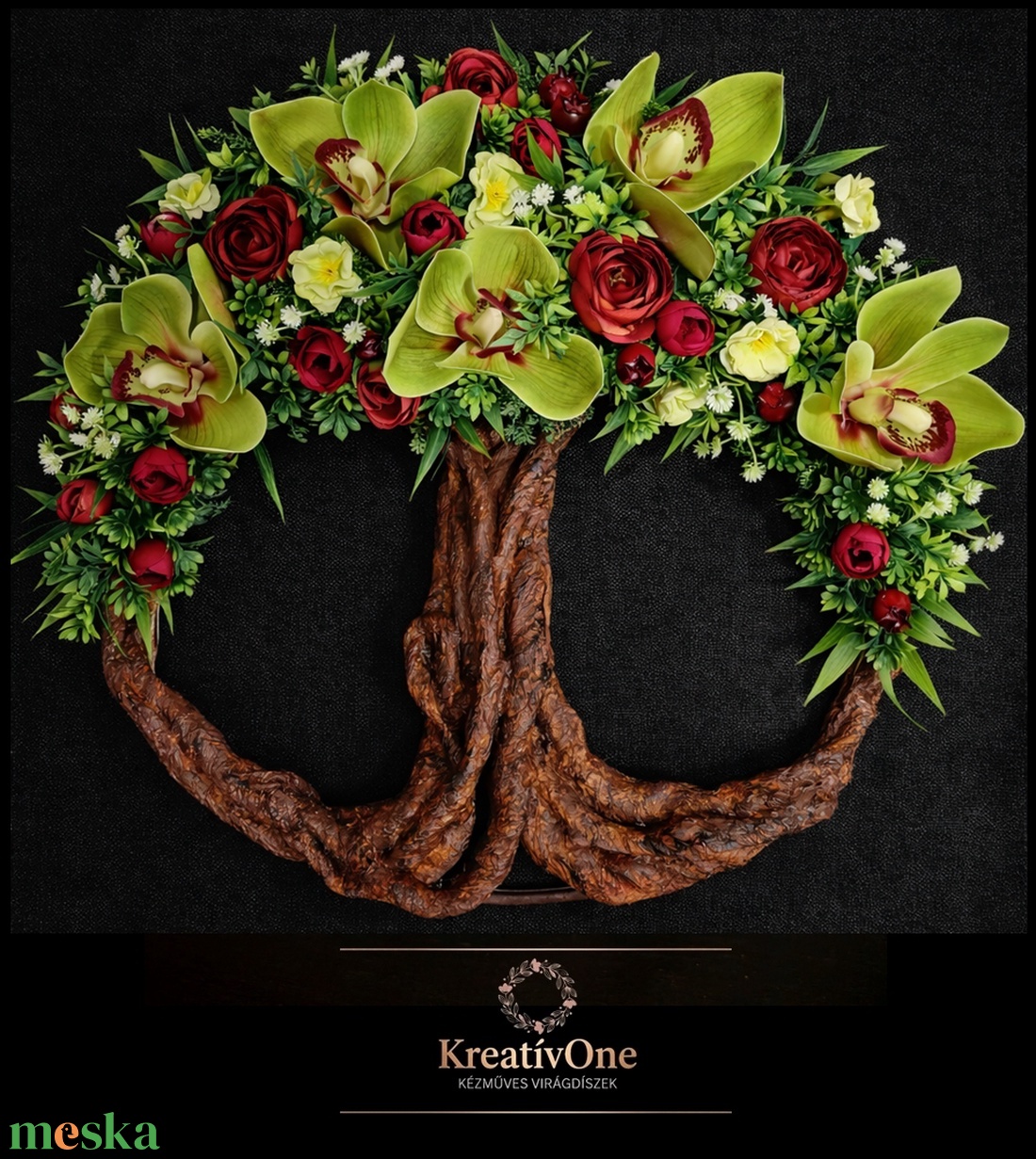 Orchideával készült Életfa (Tündérfa) kopogtató  - otthon & életmód - dekoráció - ajtó- és ablak dekoráció - ajtódísz & kopogtató - Meska.hu