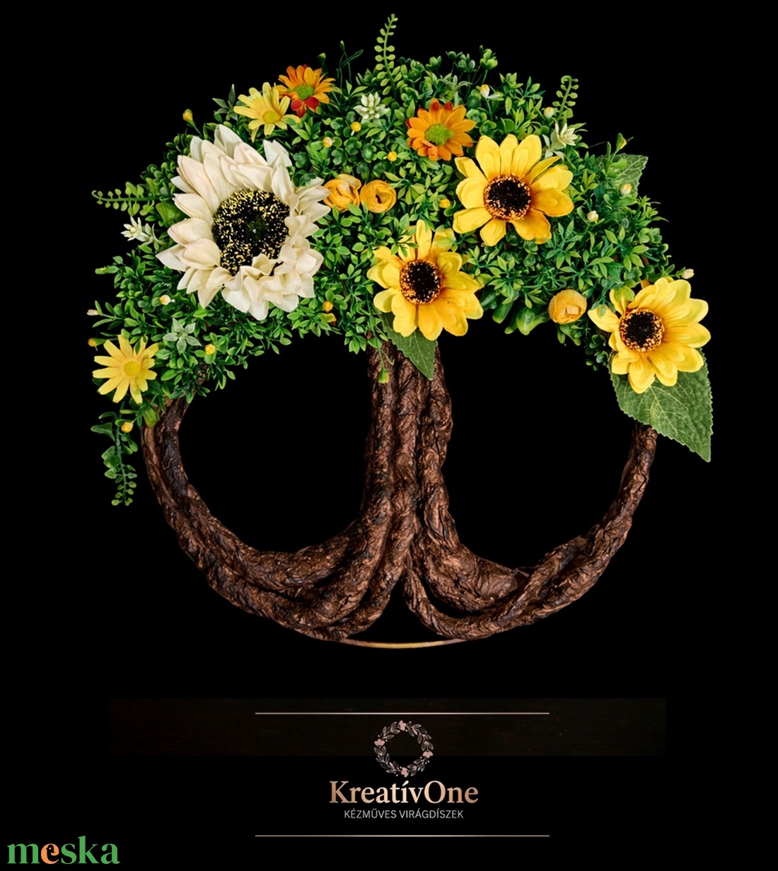 Napraforgós Életfa (Tündérfa) kopogtató  - otthon & életmód - dekoráció - ajtó- és ablak dekoráció - ajtódísz & kopogtató - Meska.hu