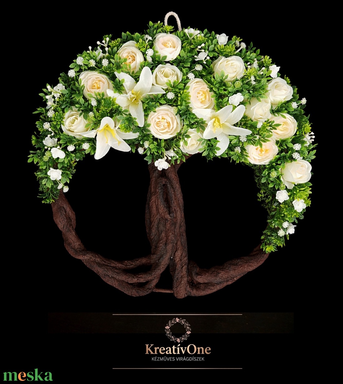 Fehér virágos életfa ajtódísz - otthon & életmód - dekoráció - ajtó- és ablak dekoráció - ajtódísz & kopogtató - Meska.hu