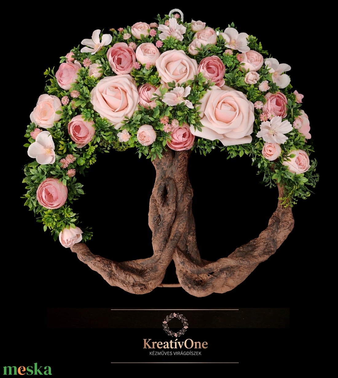 Rózsaszín virágos életfa ajtódísz - otthon & életmód - dekoráció - ajtó- és ablak dekoráció - ajtódísz & kopogtató - Meska.hu