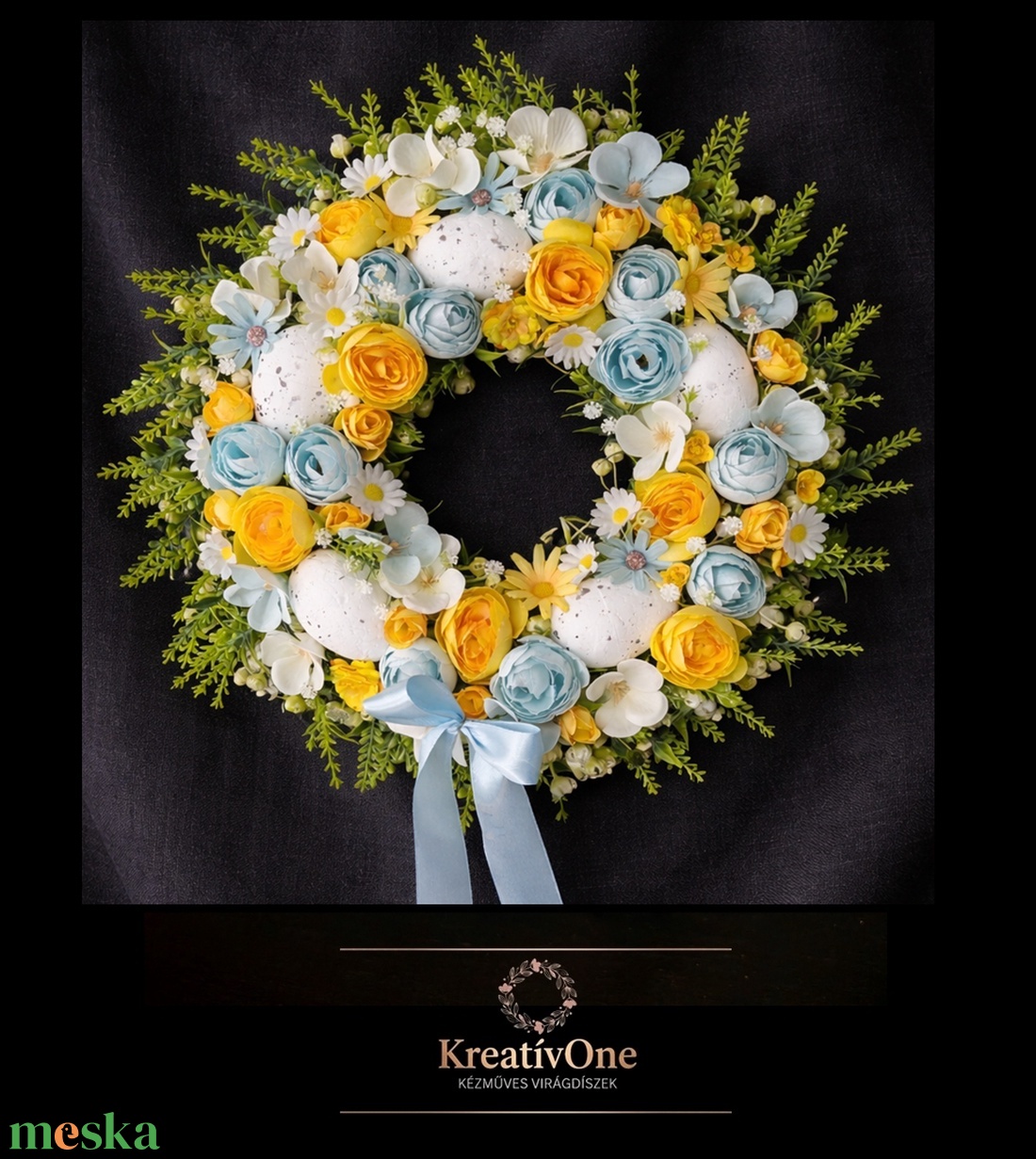 Húsvéti ajtódísz tojásokkal, virágokkal - otthon & életmód - dekoráció - ajtó- és ablak dekoráció - ajtódísz & kopogtató - Meska.hu