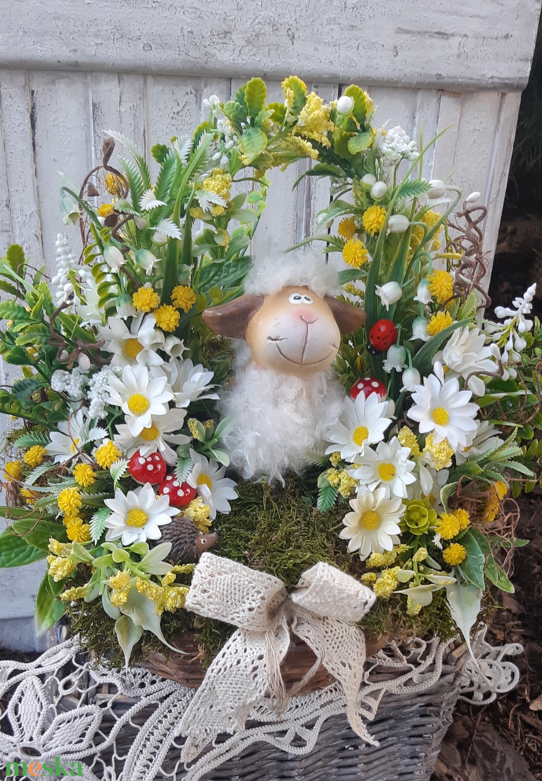 Tavaszi hangulat- asztali dísz-húsvéti bárányos - otthon & életmód - dekoráció - asztal és polc dekoráció - asztaldísz - Meska.hu