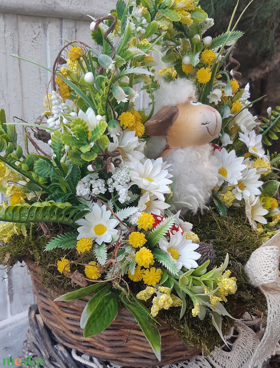 Tavaszi hangulat- asztali dísz-húsvéti bárányos - otthon & életmód - dekoráció - asztal és polc dekoráció - asztaldísz - Meska.hu