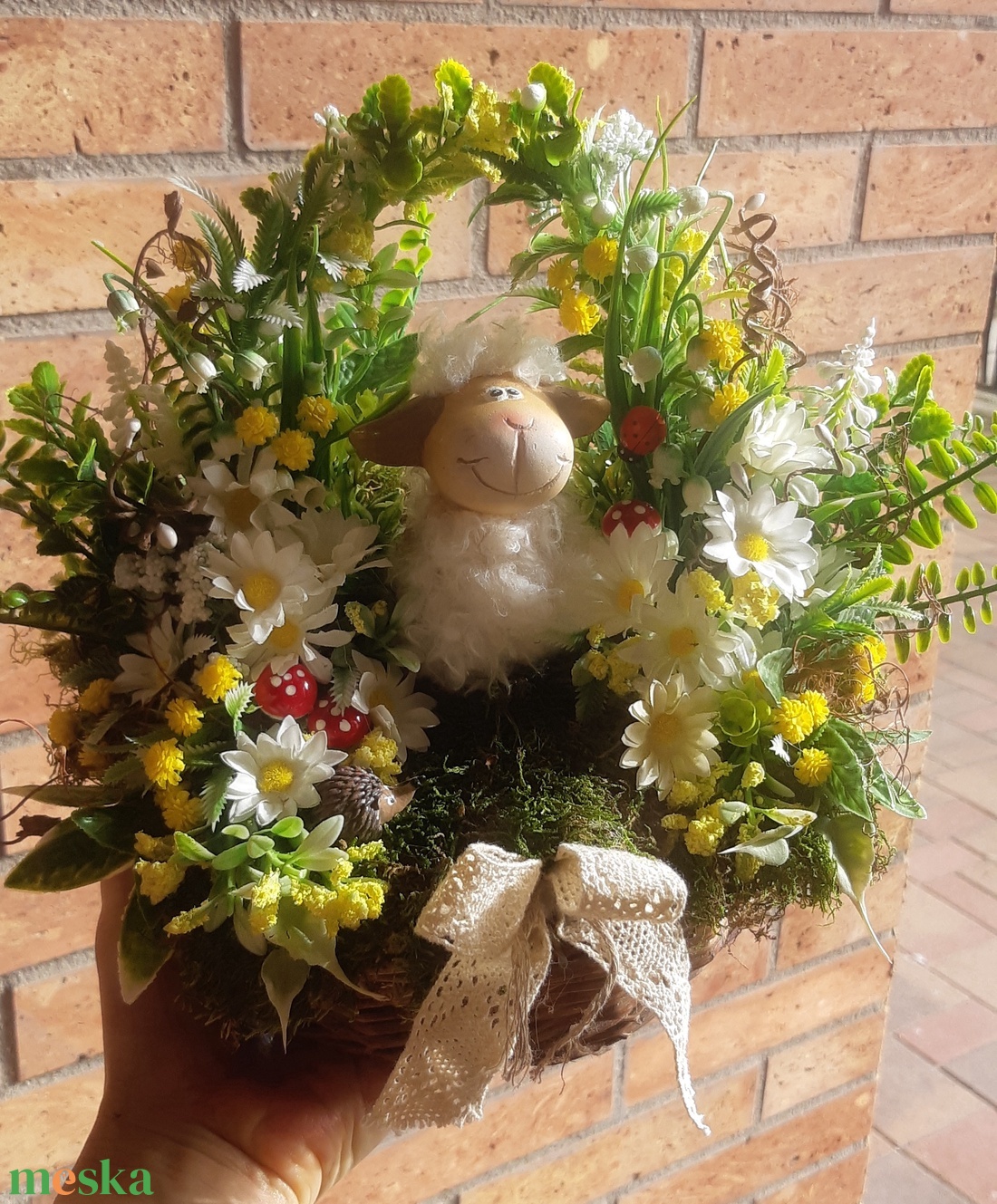 Tavaszi hangulat- asztali dísz-húsvéti bárányos - otthon & életmód - dekoráció - asztal és polc dekoráció - asztaldísz - Meska.hu