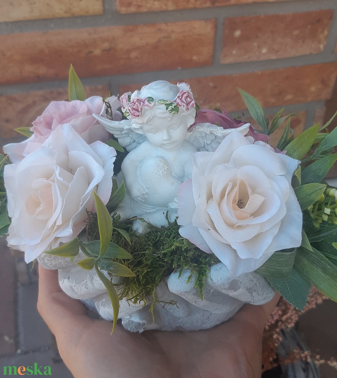 Angyalkás -sírdísz - otthon & életmód - vallás - temetkezési tárgy - sírdísz, kegyeleti dísz - Meska.hu