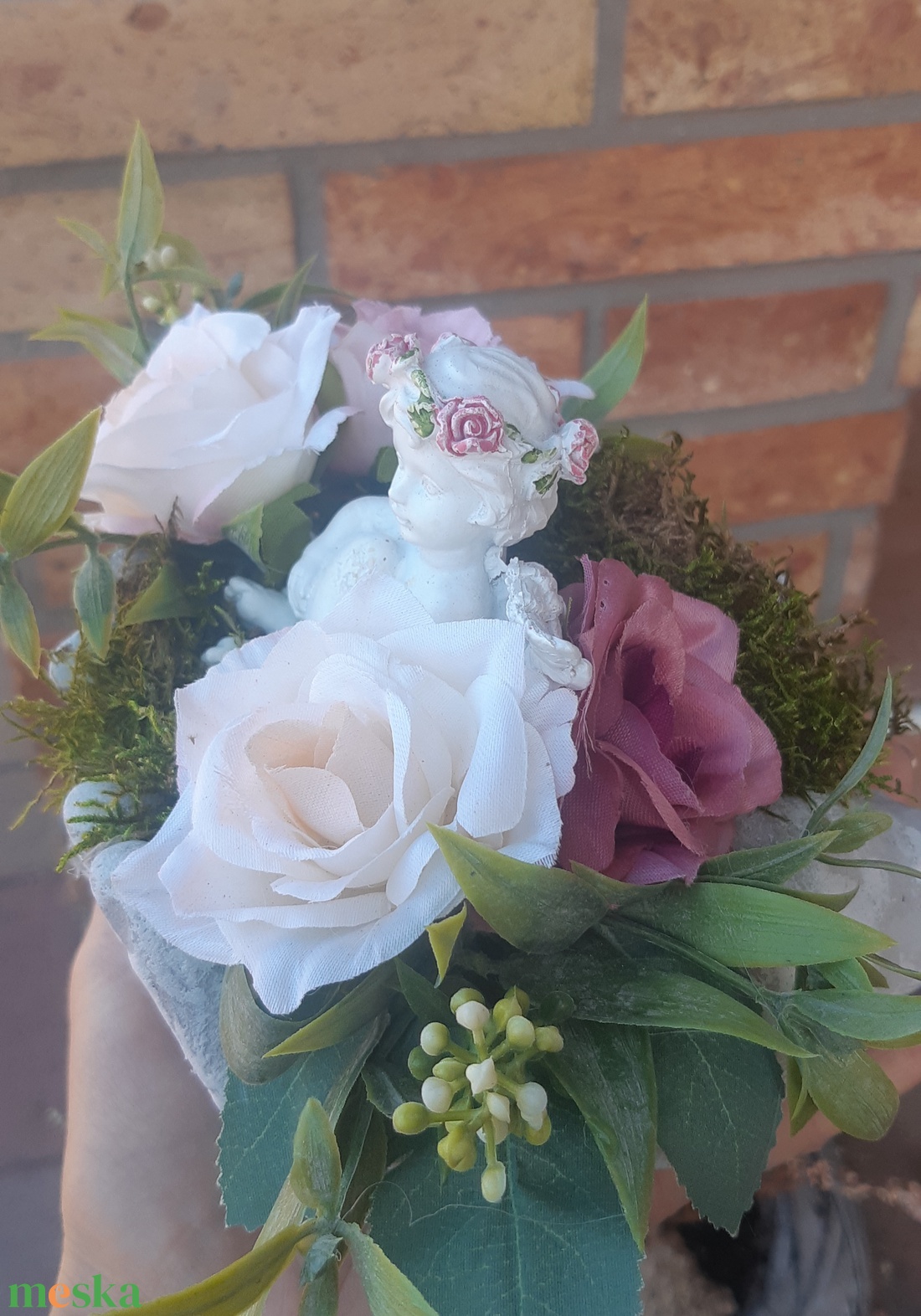 Angyalkás -sírdísz - otthon & életmód - vallás - temetkezési tárgy - sírdísz, kegyeleti dísz - Meska.hu