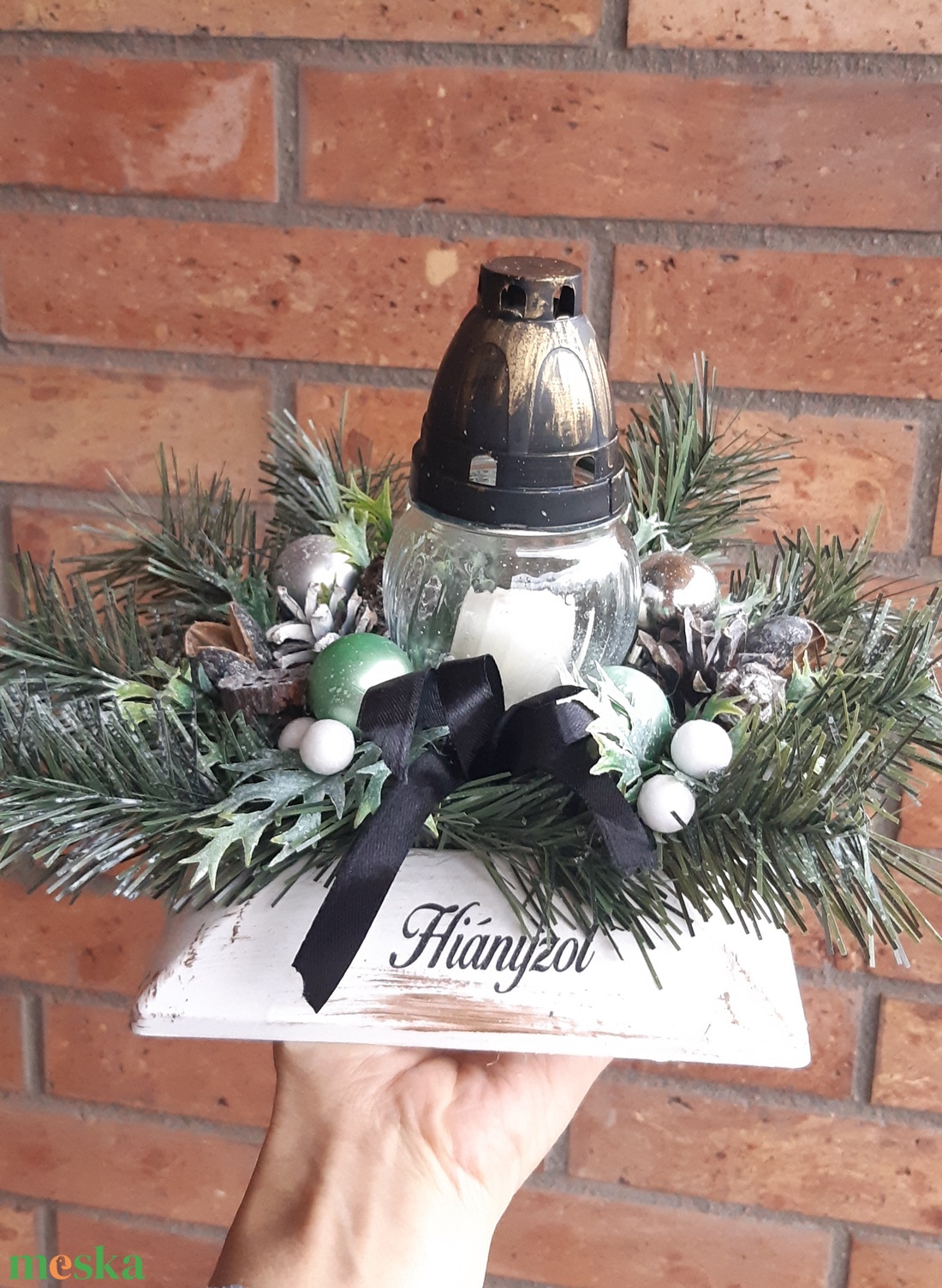 Sírdísz-nehezített műfenyős - otthon & életmód - vallás - temetkezési tárgy - sírdísz, kegyeleti dísz - Meska.hu