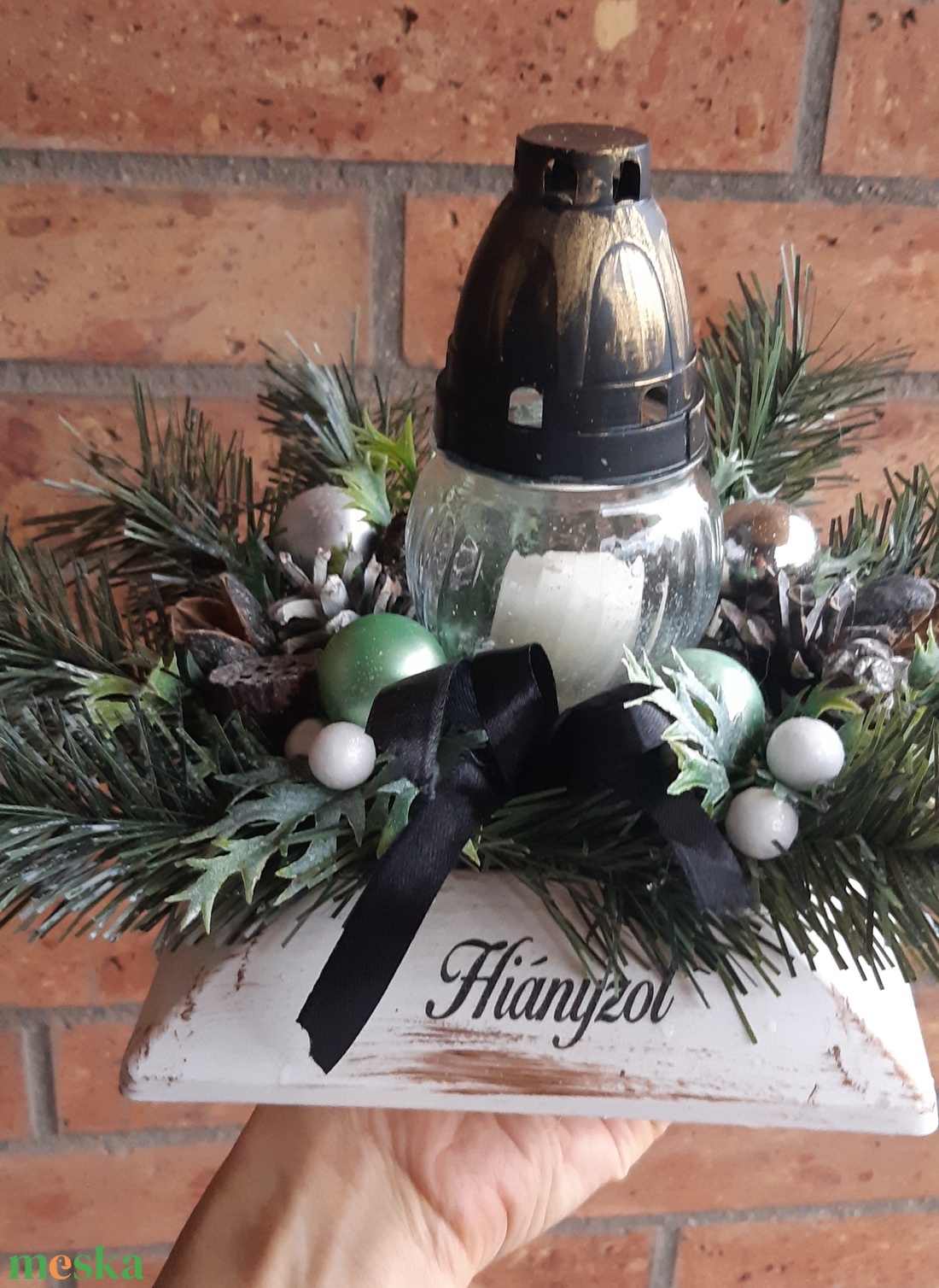 Sírdísz-nehezített műfenyős - otthon & életmód - vallás - temetkezési tárgy - sírdísz, kegyeleti dísz - Meska.hu