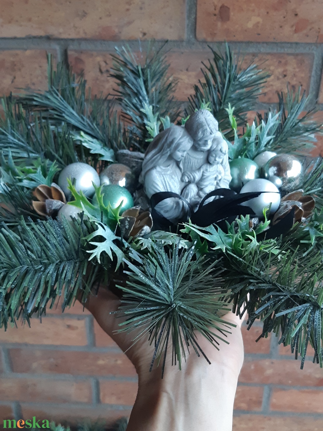 Műfenyős Sírdísz-díszített - otthon & életmód - vallás - temetkezési tárgy - sírdísz, kegyeleti dísz - Meska.hu