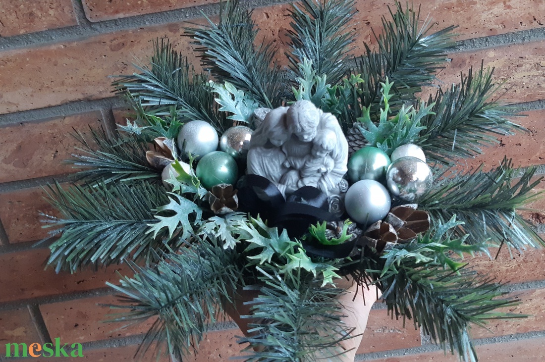 Műfenyős Sírdísz-díszített - otthon & életmód - vallás - temetkezési tárgy - sírdísz, kegyeleti dísz - Meska.hu