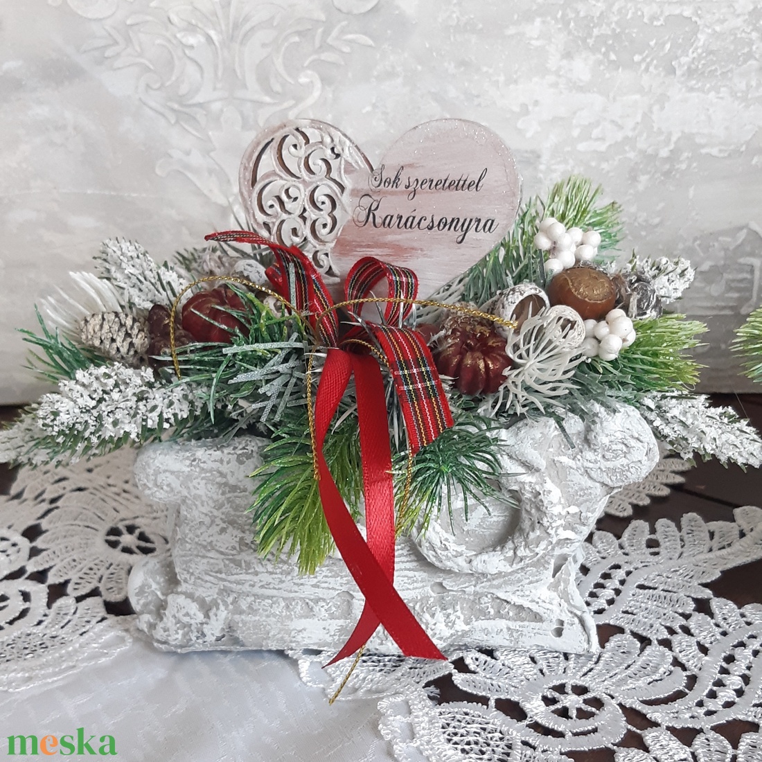 Karácsonyi ajándék- asztaldísz,jelképes ajándék tanárnéninek ,óvó néninek ,anyának ,ismerősnek - karácsony - adventi díszek - adventi asztaldísz - Meska.hu