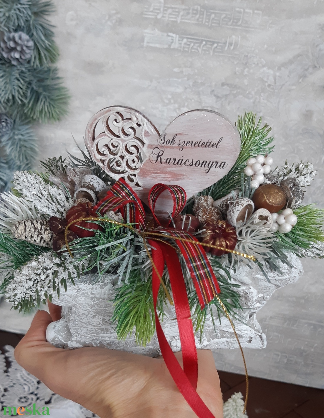 Karácsonyi ajándék- asztaldísz,jelképes ajándék tanárnéninek ,óvó néninek ,anyának ,ismerősnek - karácsony - adventi díszek - adventi asztaldísz - Meska.hu