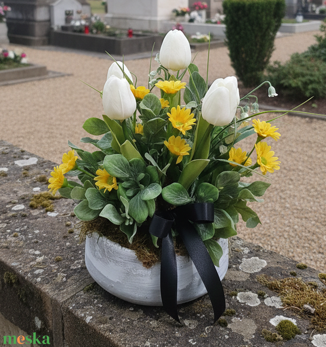 Nehezített tavaszi Sírdísz - otthon & életmód - vallás - temetkezési tárgy - sírcsokor, virág dekoráció - Meska.hu