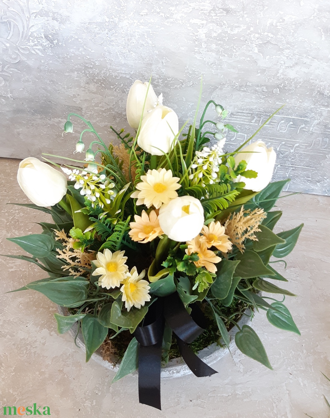 Tavaszi Sírdísz-Kültéri nehezített tál - otthon & életmód - vallás - temetkezési tárgy - sírdísz, kegyeleti dísz - Meska.hu