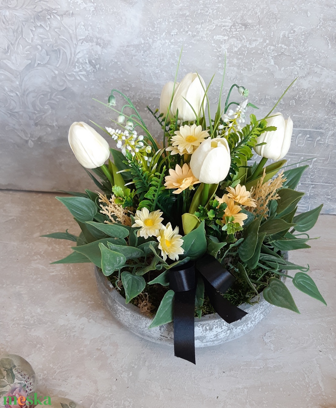 Tavaszi Sírdísz-Kültéri nehezített tál - otthon & életmód - vallás - temetkezési tárgy - sírdísz, kegyeleti dísz - Meska.hu