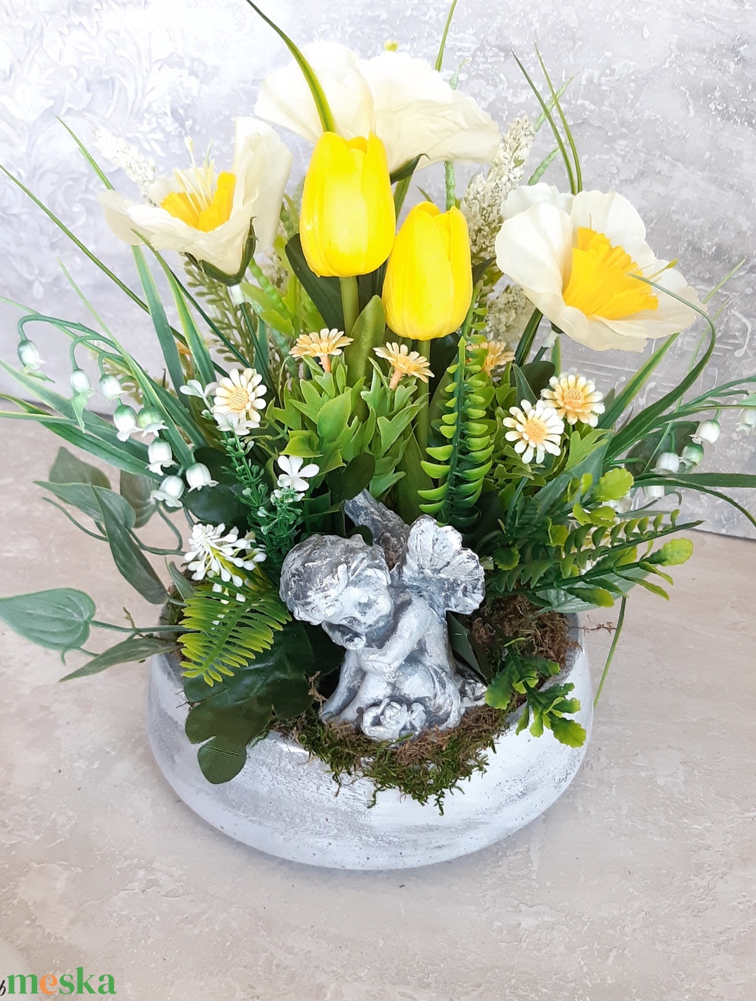 Tavaszi-Sírdísz - otthon & életmód - vallás - temetkezési tárgy - sírcsokor, virág dekoráció - Meska.hu