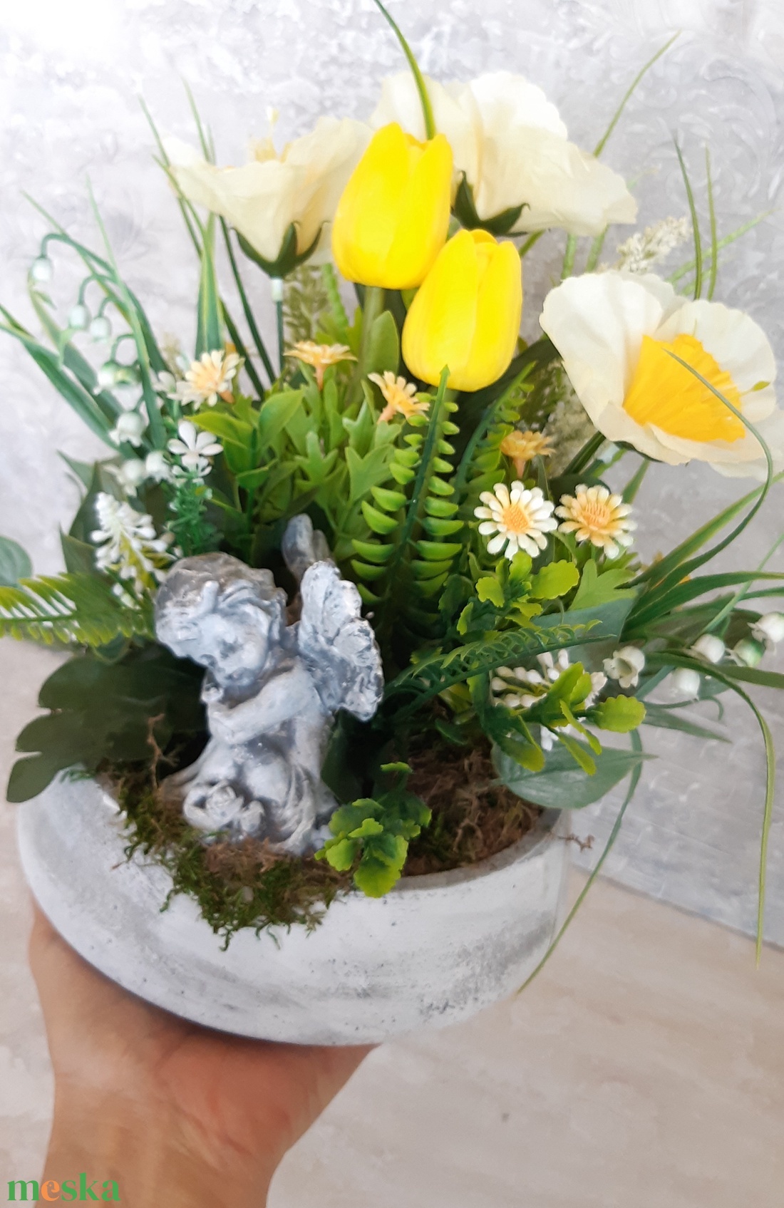 Tavaszi-Sírdísz - otthon & életmód - vallás - temetkezési tárgy - sírcsokor, virág dekoráció - Meska.hu