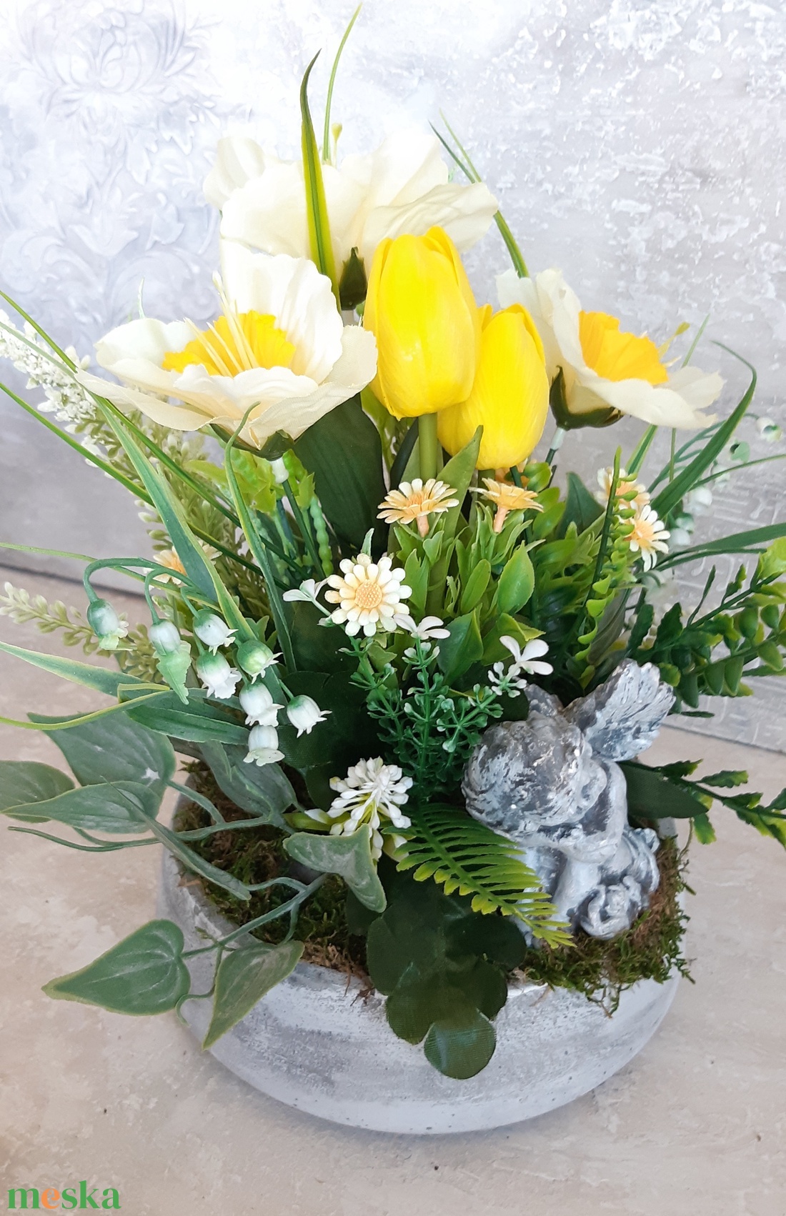 Tavaszi-Sírdísz - otthon & életmód - vallás - temetkezési tárgy - sírcsokor, virág dekoráció - Meska.hu