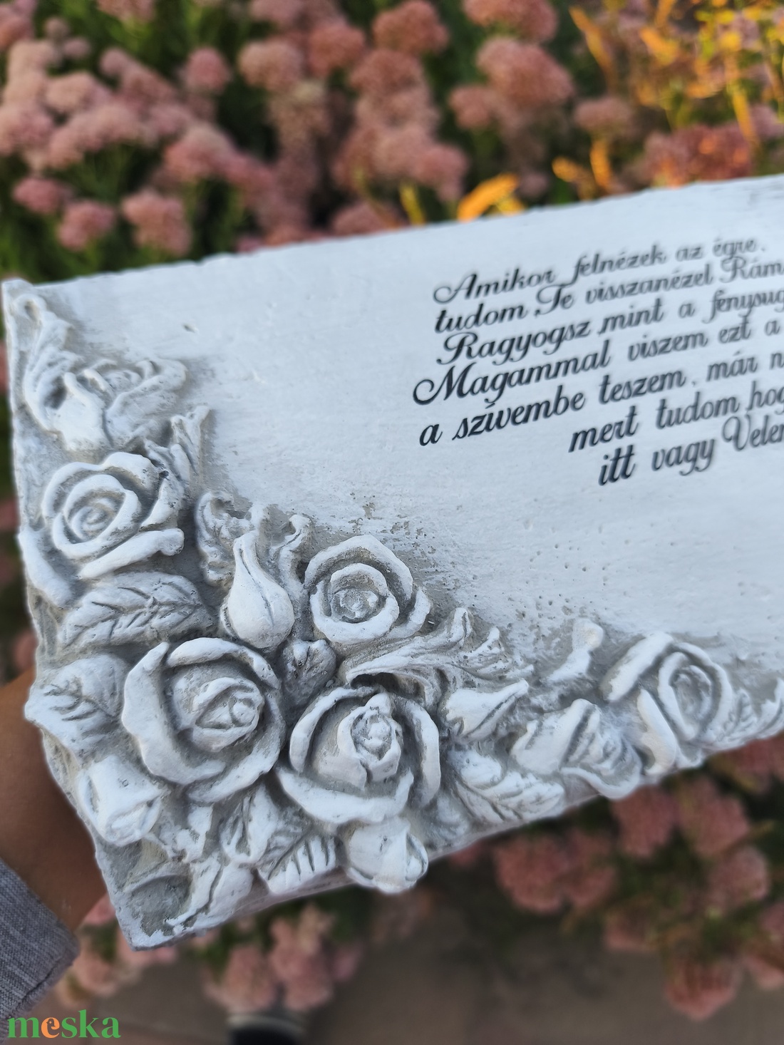 Mindenszentek halottak napja -Sírdísz -beton tábla - otthon & életmód - vallás - temetkezési tárgy - sírtábla - Meska.hu