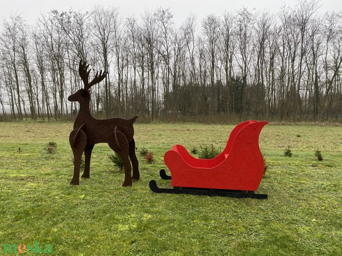 Rénszarvas szánnal karácsonyi kerti díszelem - karácsony - karácsonyi kültéri dekoráció - Meska.hu