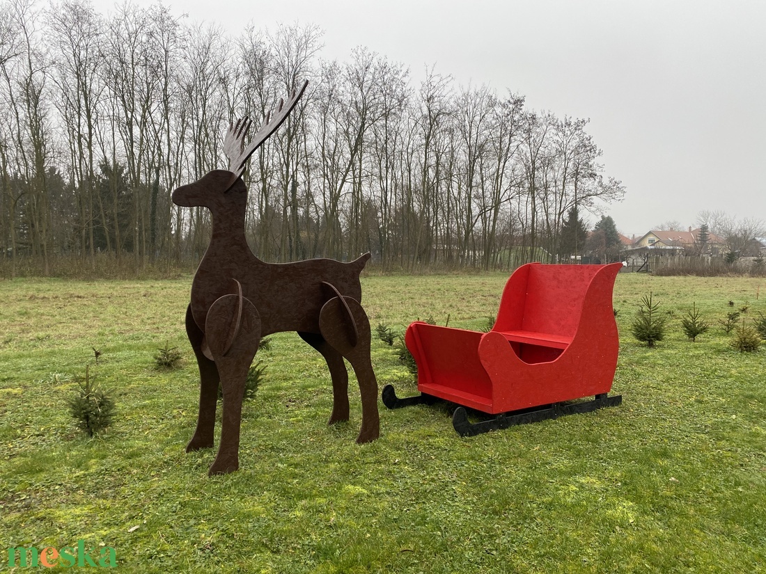 Rénszarvas szánnal karácsonyi kerti díszelem - karácsony - karácsonyi kültéri dekoráció - Meska.hu