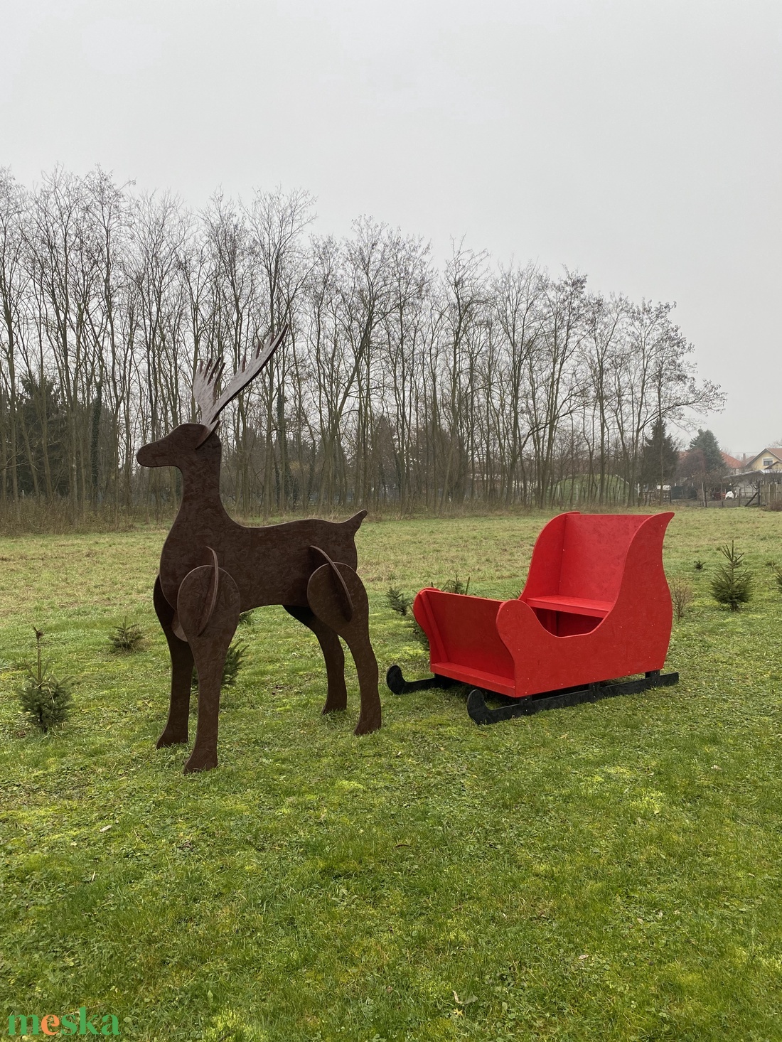 Rénszarvas szánnal karácsonyi kerti díszelem - karácsony - karácsonyi kültéri dekoráció - Meska.hu