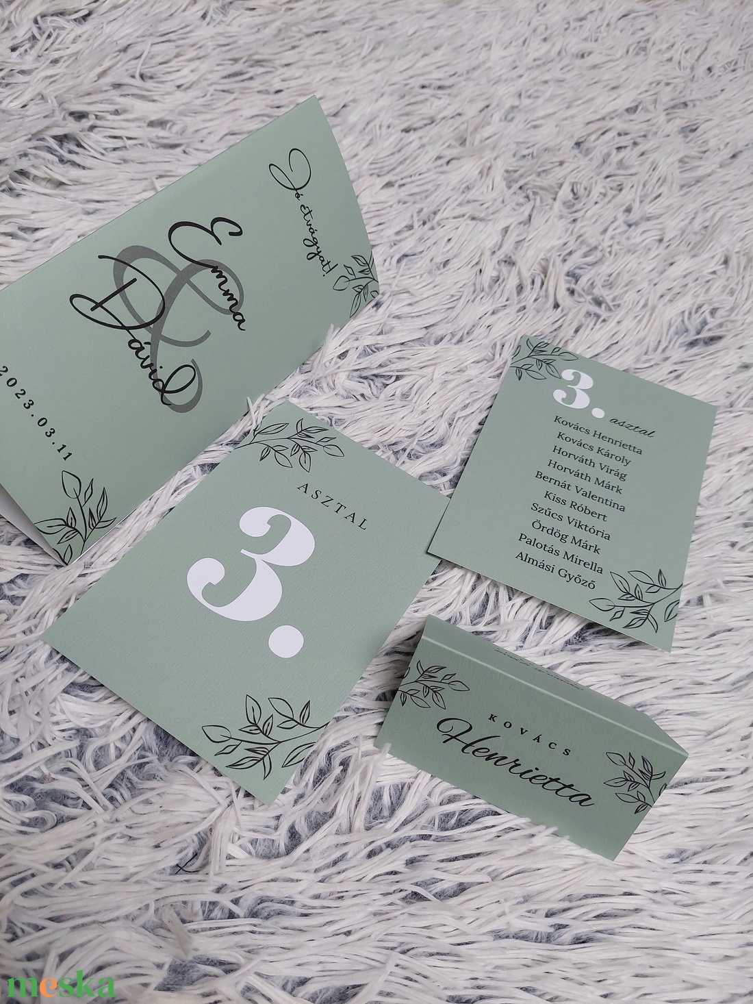 Esküvői menü, háromszög menü - esküvő - meghívó & kártya - menü - Meska.hu