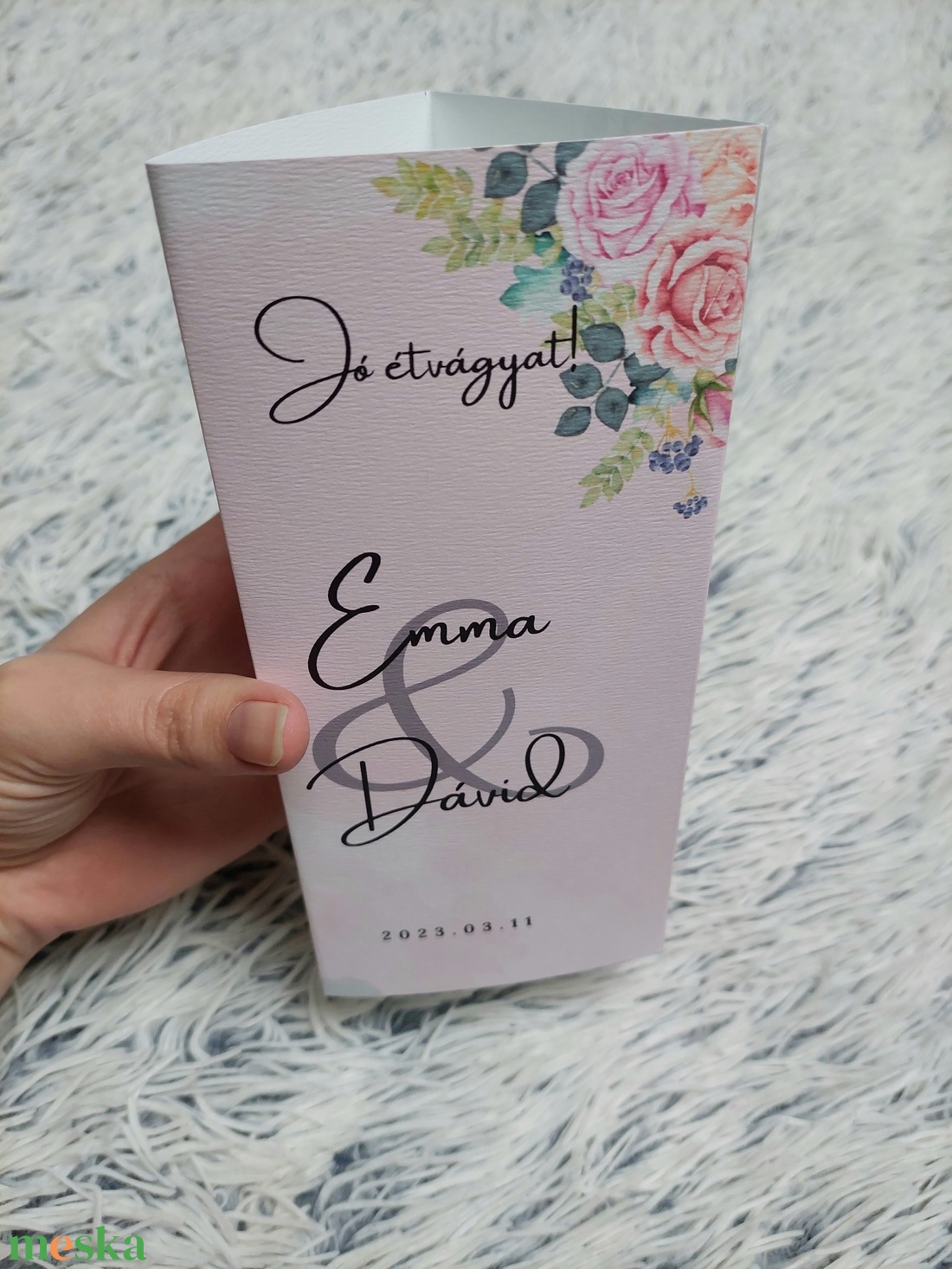 Esküvői menü, háromszög menü - esküvő - dekoráció - menü - Meska.hu
