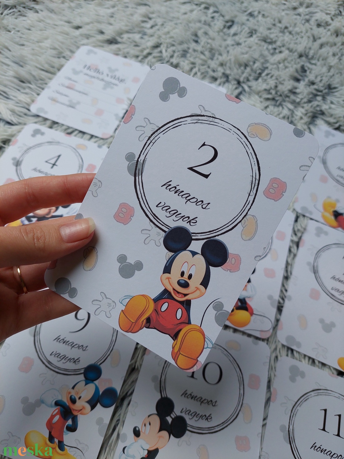 28db Baba mérföldkő kártya, Mickey egeres - baba - mama - babaszoba dekoráció - babaszoba kép - Meska.hu