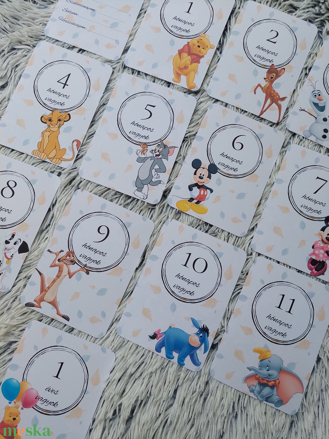 40db Baba mérföldkő kártya, babakártya ajándék kártya tartóval - otthon & életmód - babaszoba, gyerekszoba - babaszoba kép - Meska.hu