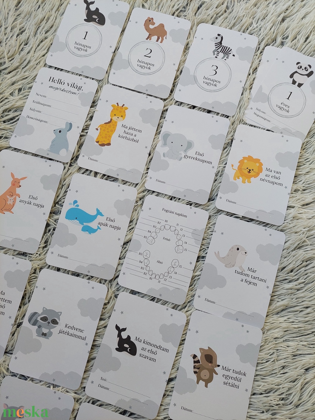 40db Baba mérföldkő kártya, babakártya - otthon & életmód - babaszoba, gyerekszoba - babaszoba kép - Meska.hu