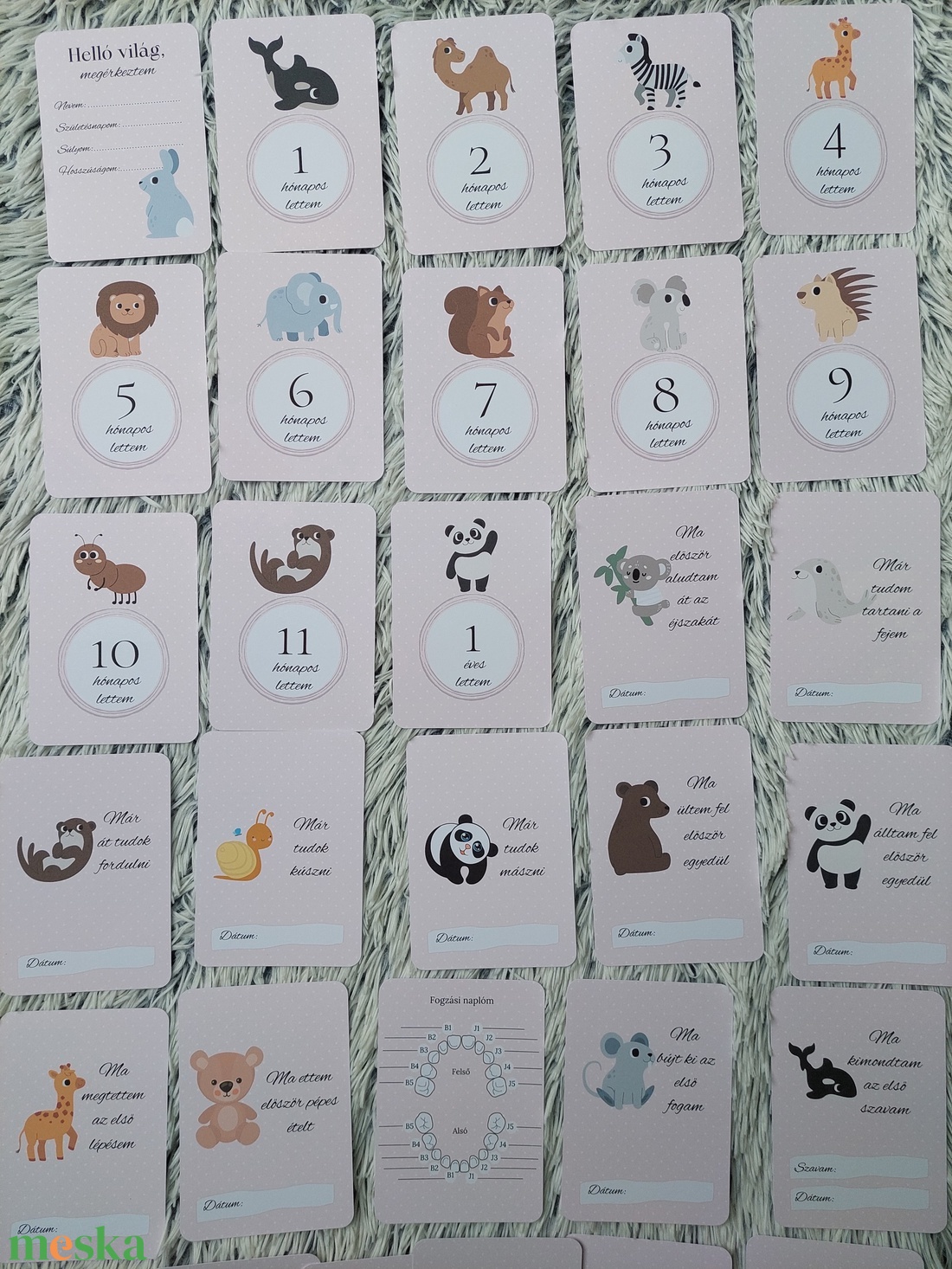 40db Baba mérföldkő kártya, babakártya - otthon & életmód - babaszoba, gyerekszoba - babaszoba kép - Meska.hu