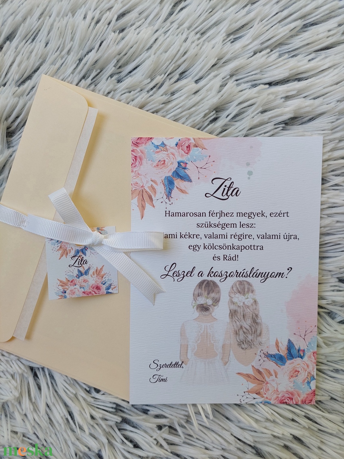 Koszorúslány / tanú felkérő - esküvő - meghívó & kártya - meghívó - Meska.hu