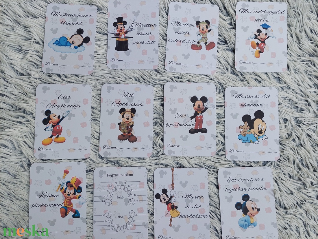 40db Baba mérföldkő kártya, Mickey egeres - otthon & életmód - babaszoba, gyerekszoba - babaszoba kép - Meska.hu