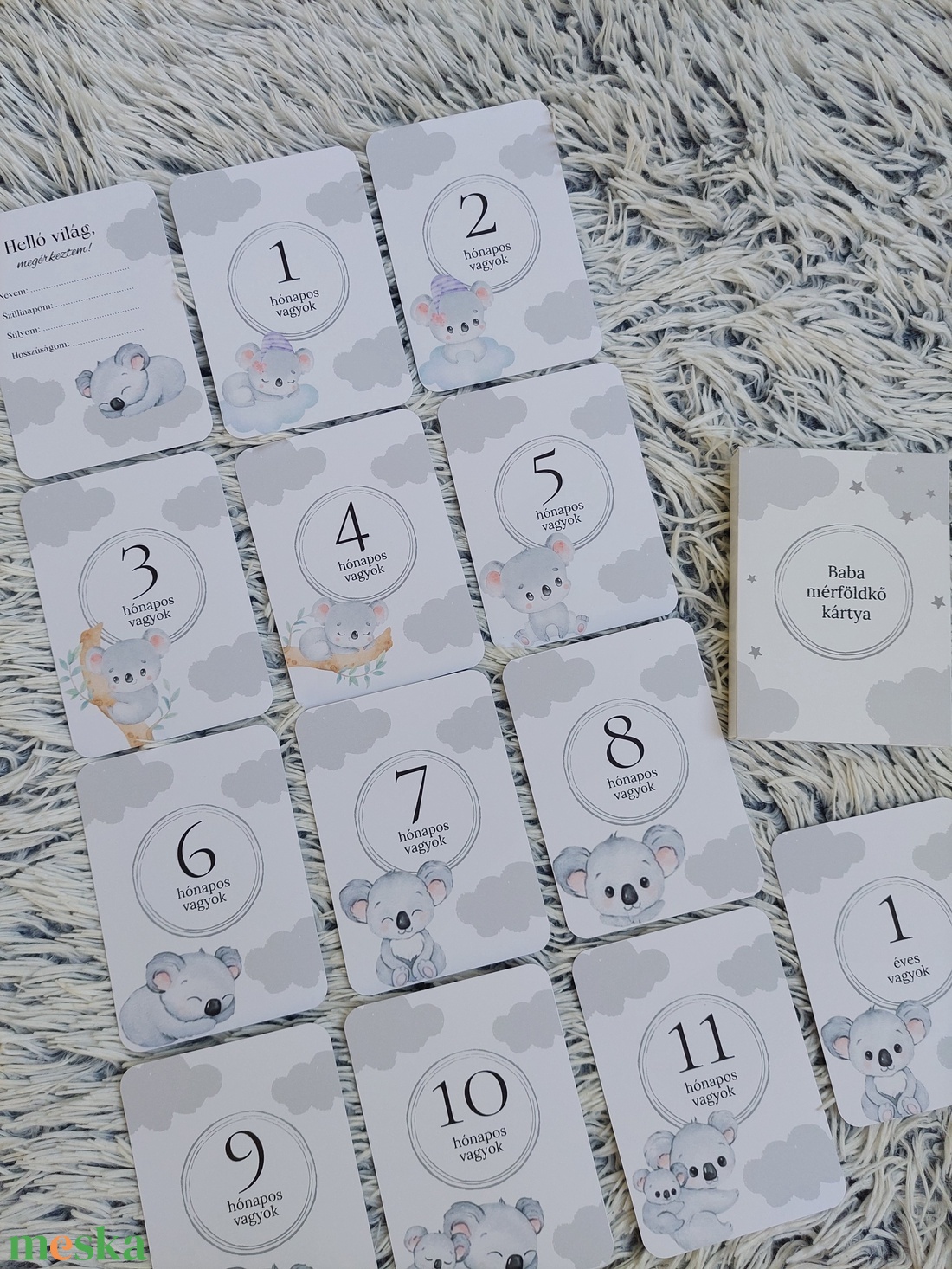 Baba mérföldkő kártya, aranyos koalás babakártya - otthon & életmód - babaszoba, gyerekszoba - babaszoba kép - Meska.hu