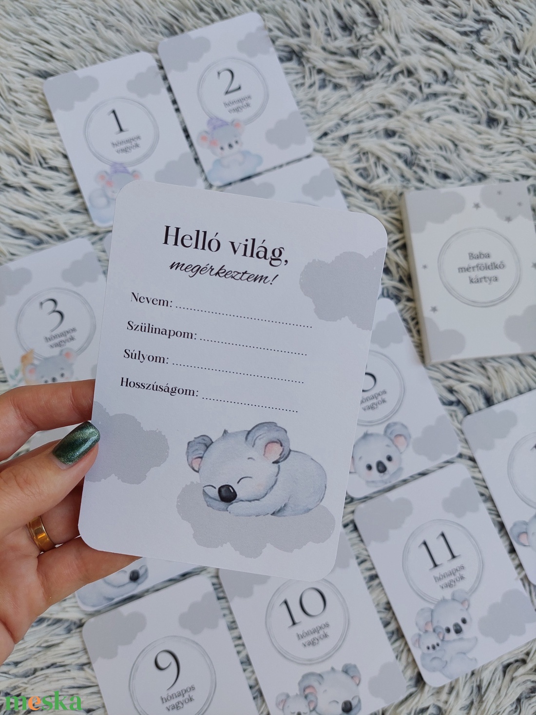 Baba mérföldkő kártya, aranyos koalás babakártya - otthon & életmód - babaszoba, gyerekszoba - babaszoba kép - Meska.hu