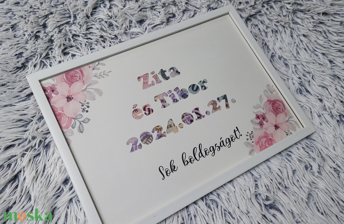 Pénzátadó képkeret, nászajándék - esküvő - emlék & ajándék - nászajándék - esküvői pénzátadó képkeret - Meska.hu