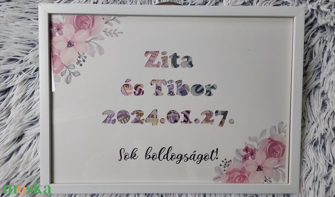 Pénzátadó képkeret, nászajándék - esküvő - emlék & ajándék - nászajándék - esküvői pénzátadó képkeret - Meska.hu