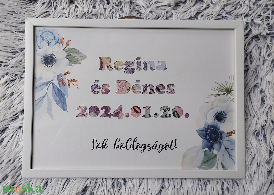 Pénzátadó képkeret, nászajándék - esküvő - emlék & ajándék - nászajándék - esküvői pénzátadó képkeret - Meska.hu