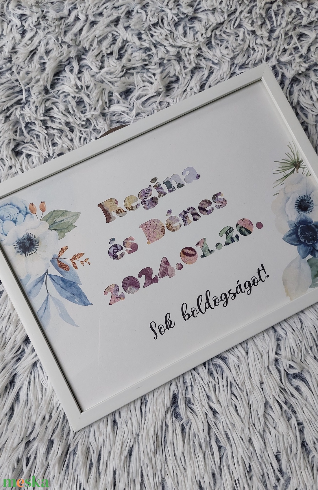 Pénzátadó képkeret, nászajándék - esküvő - emlék & ajándék - nászajándék - esküvői pénzátadó képkeret - Meska.hu