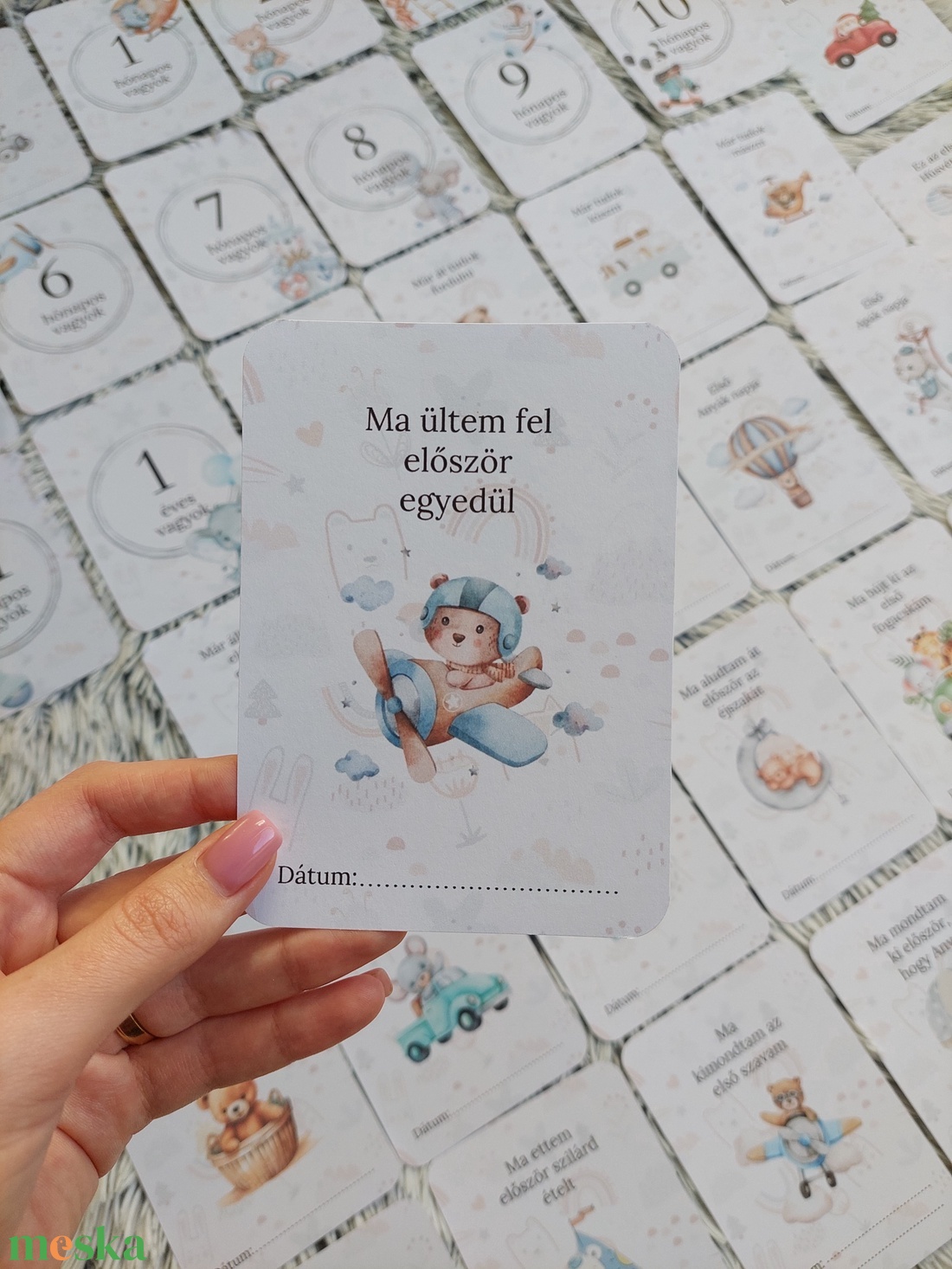 44db Baba mérföldkő kártya, babakártya - otthon & életmód - babaszoba, gyerekszoba - babaszoba kép - Meska.hu