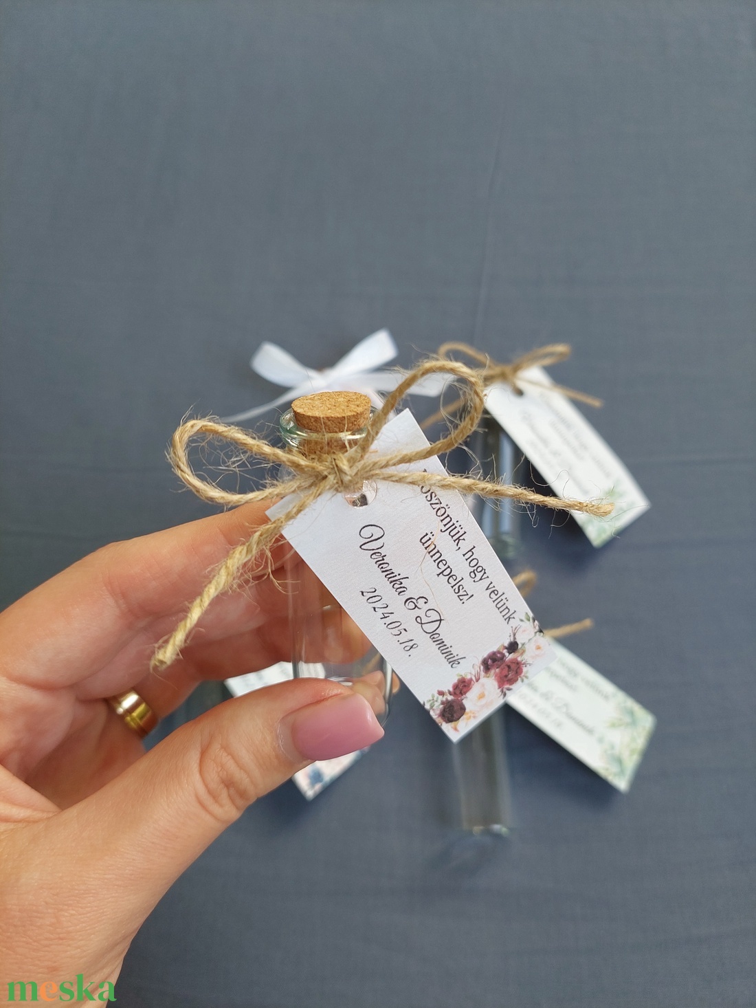 Esküvői köszönőajándék üvegcse parafadugóval, Üvegcse - esküvő - emlék & ajándék - köszönőajándék - Meska.hu