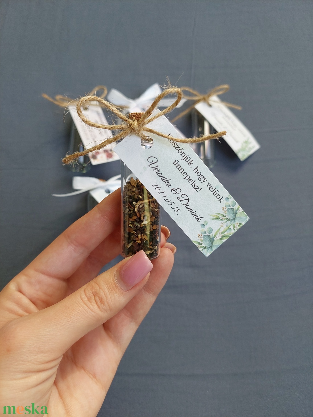 Esküvői köszönőajándék üvegcse parafadugóval, Üvegcse - esküvő - emlék & ajándék - köszönőajándék - Meska.hu