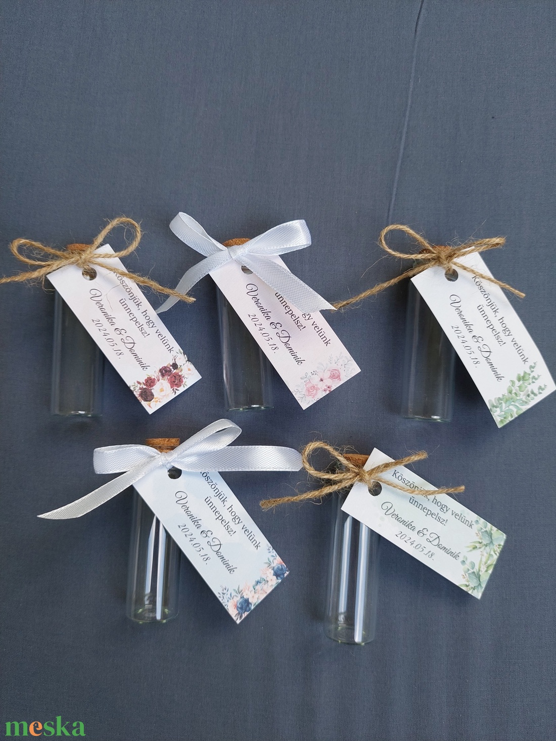 Esküvői köszönőajándék üvegcse parafadugóval, Üvegcse - esküvő - emlék & ajándék - köszönőajándék - Meska.hu