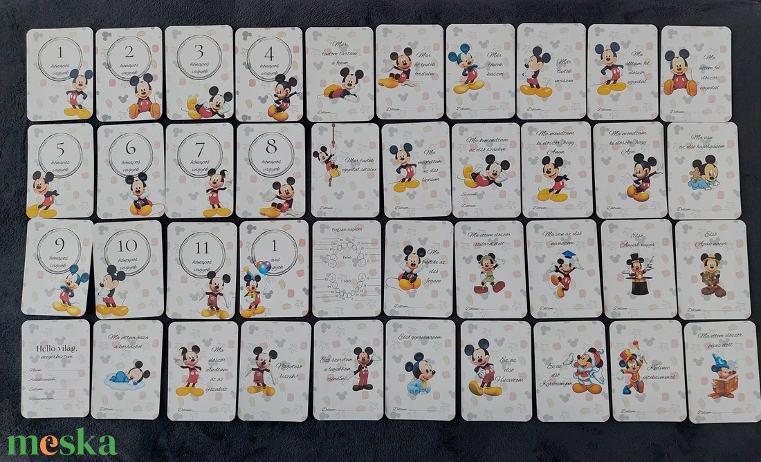 28db Baba mérföldkő kártya, Mickey egeres - otthon & életmód - babaszoba, gyerekszoba - babaszoba kép - Meska.hu