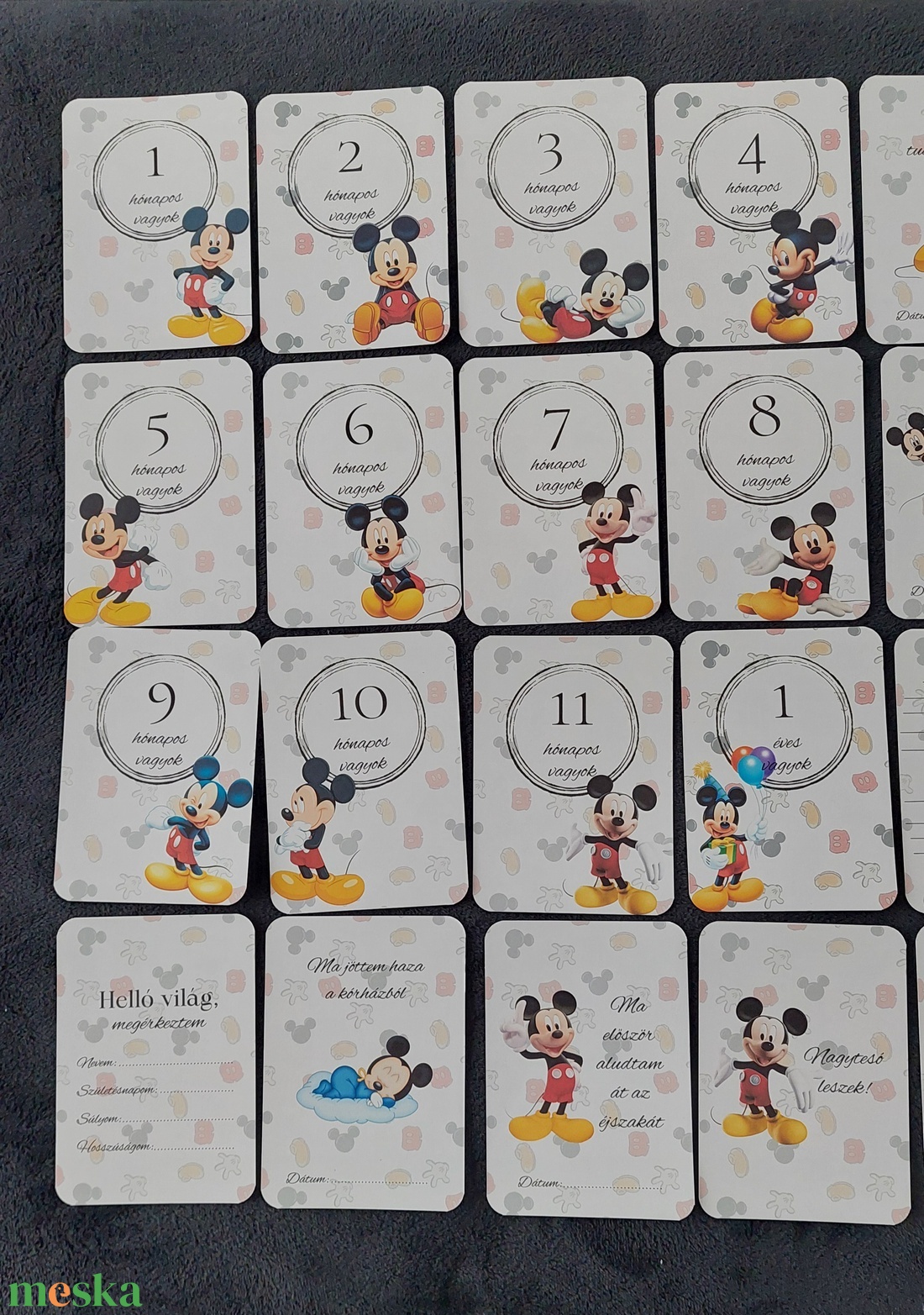 28db Baba mérföldkő kártya, Mickey egeres - otthon & életmód - babaszoba, gyerekszoba - babaszoba kép - Meska.hu