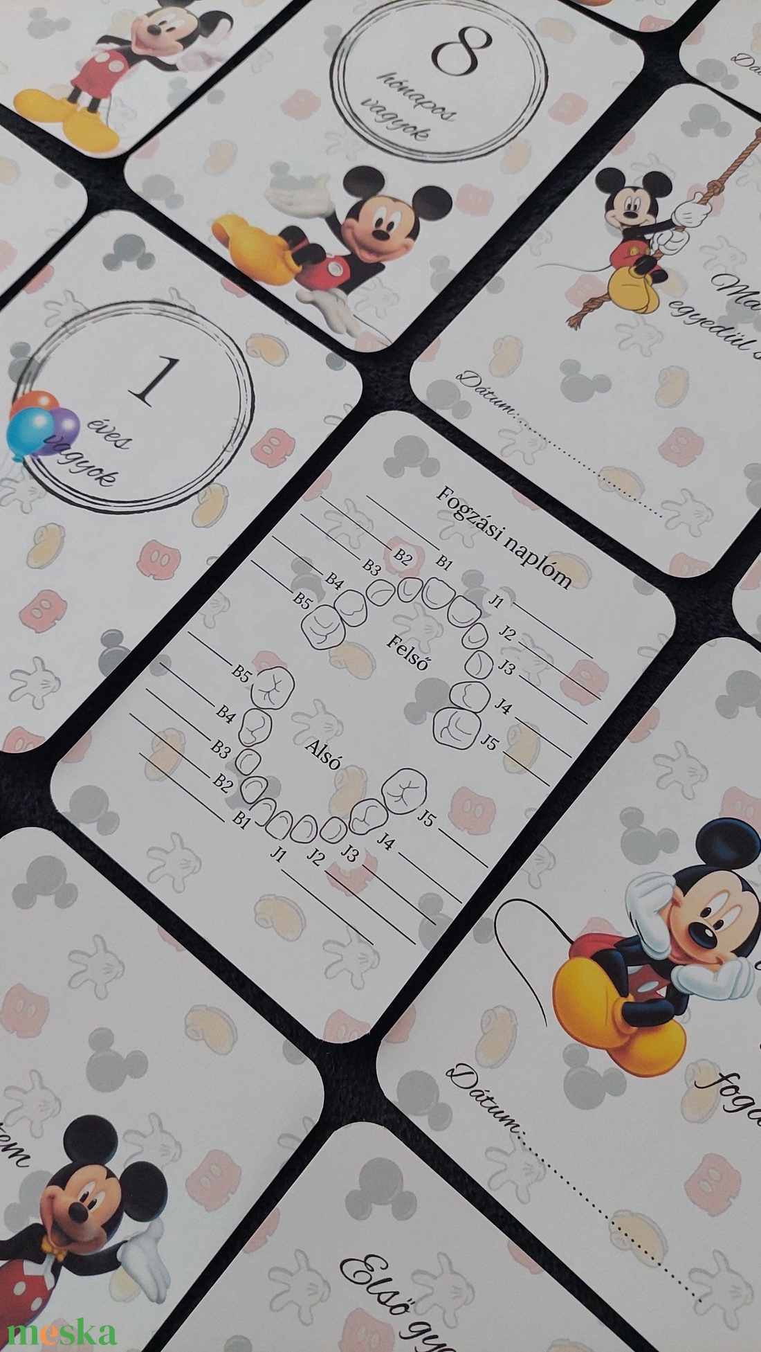 28db Baba mérföldkő kártya, Mickey egeres - otthon & életmód - babaszoba, gyerekszoba - babaszoba kép - Meska.hu