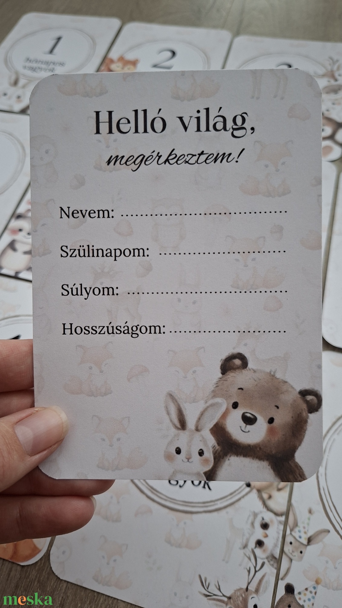 13db-os Baba mérföldkő kártya, babakártya kártyatartóval - baba - mama - babafotózás - baba mérföldkő kártyák - Meska.hu