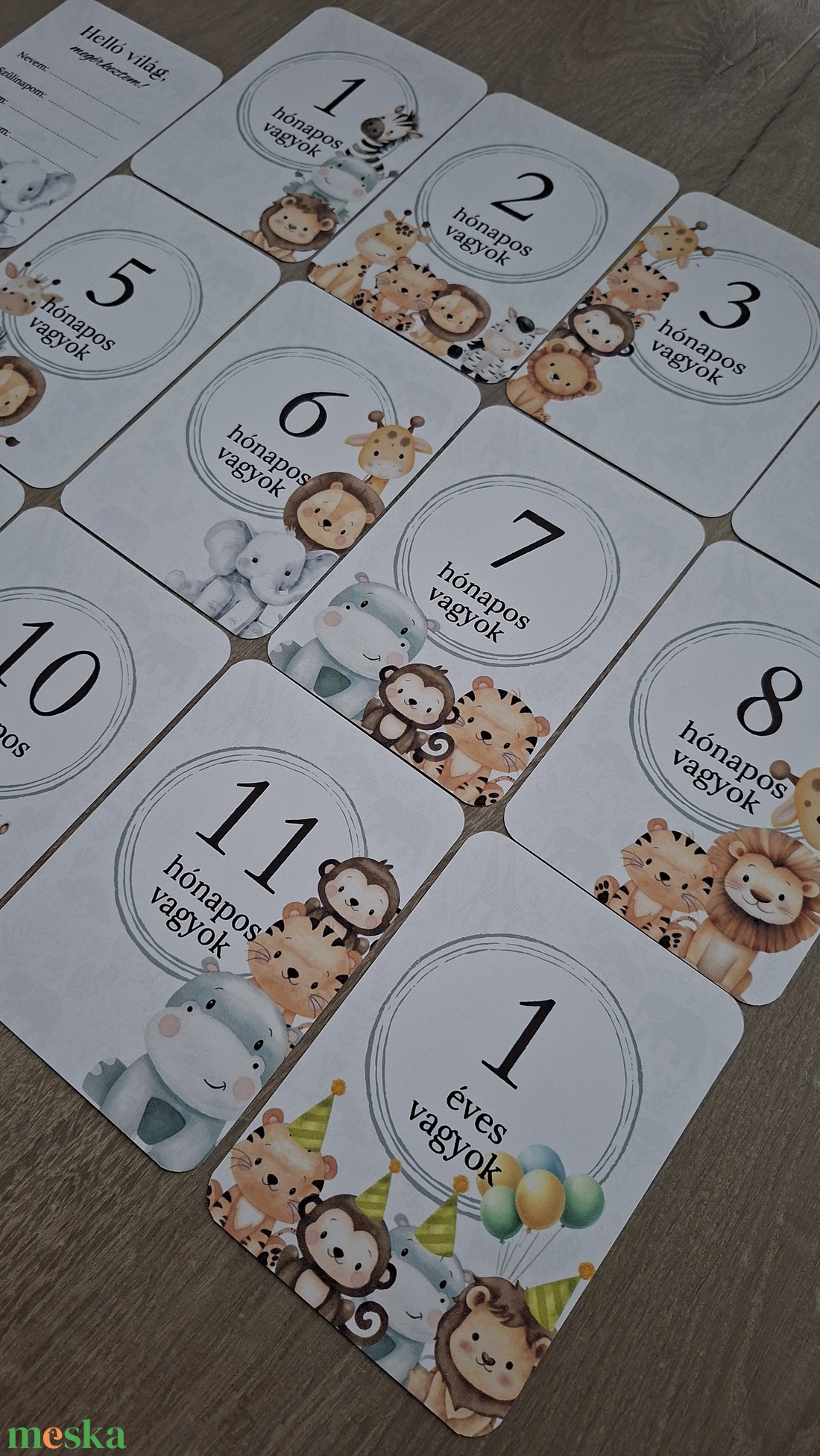 13db-os Baba mérföldkő kártya, babakártya kártyatartóval - baba - mama - babafotózás - baba mérföldkő kártyák - Meska.hu